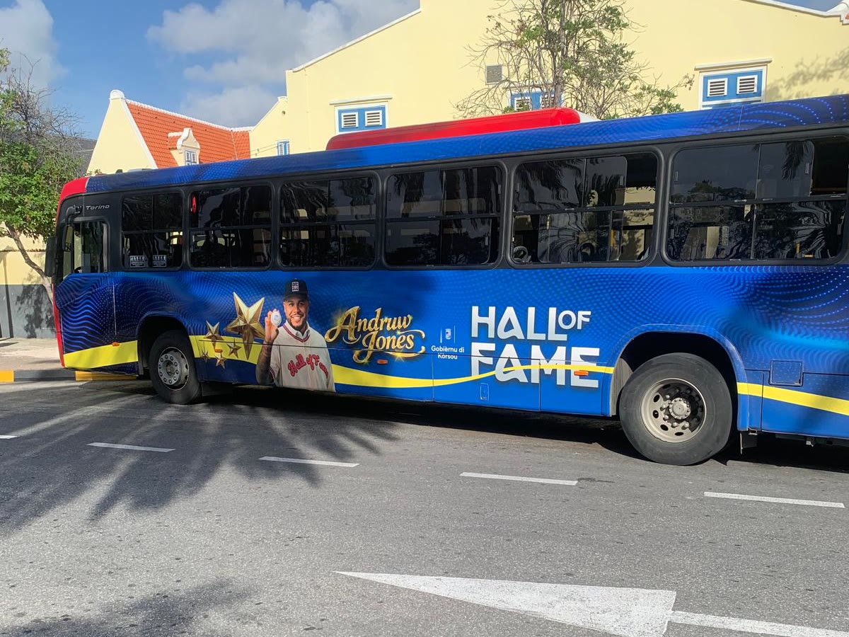 Curaçao's blue Konvoi public bus in Willemstad